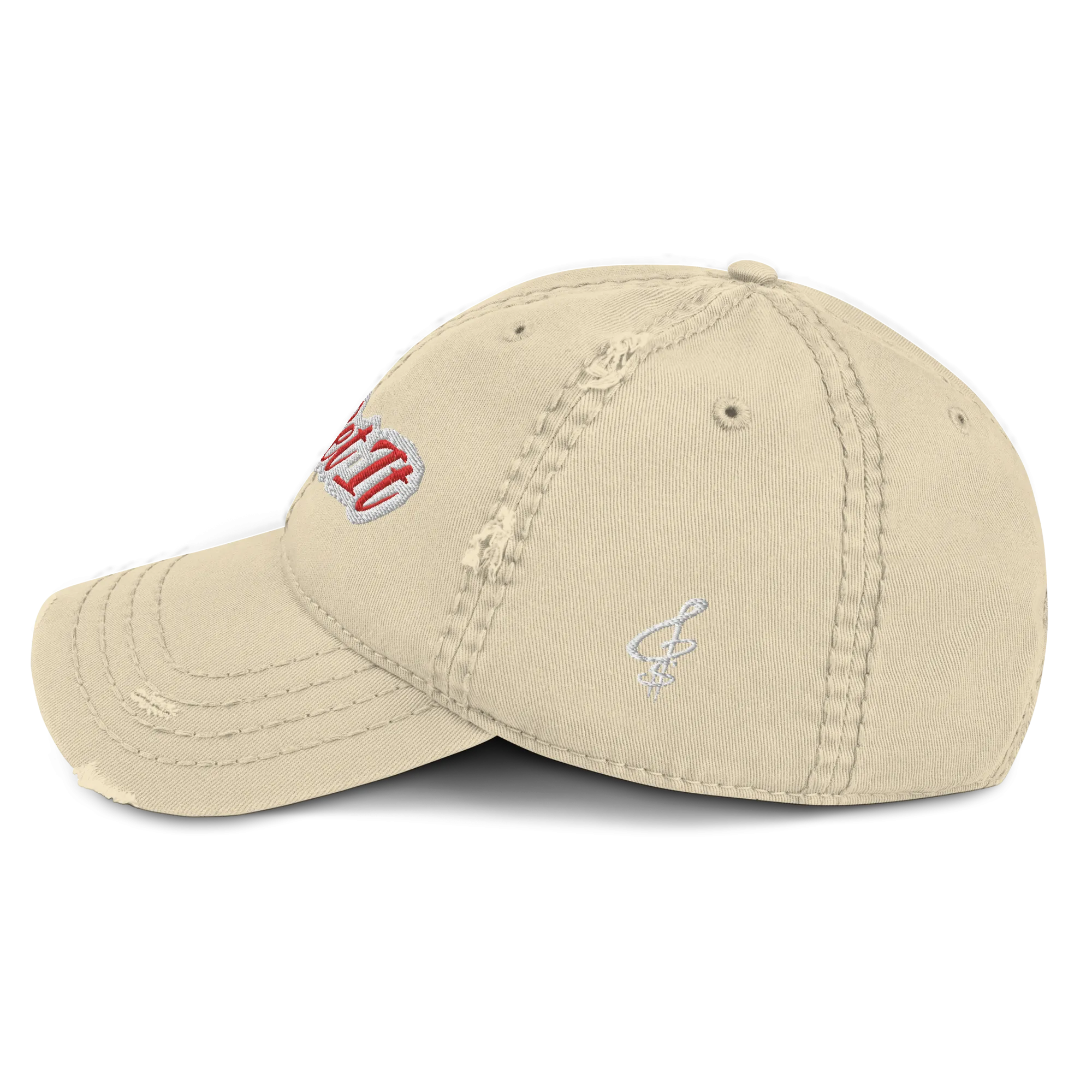 G.G. Red Script Distressed Dad Hat (Multiple Flavors)
