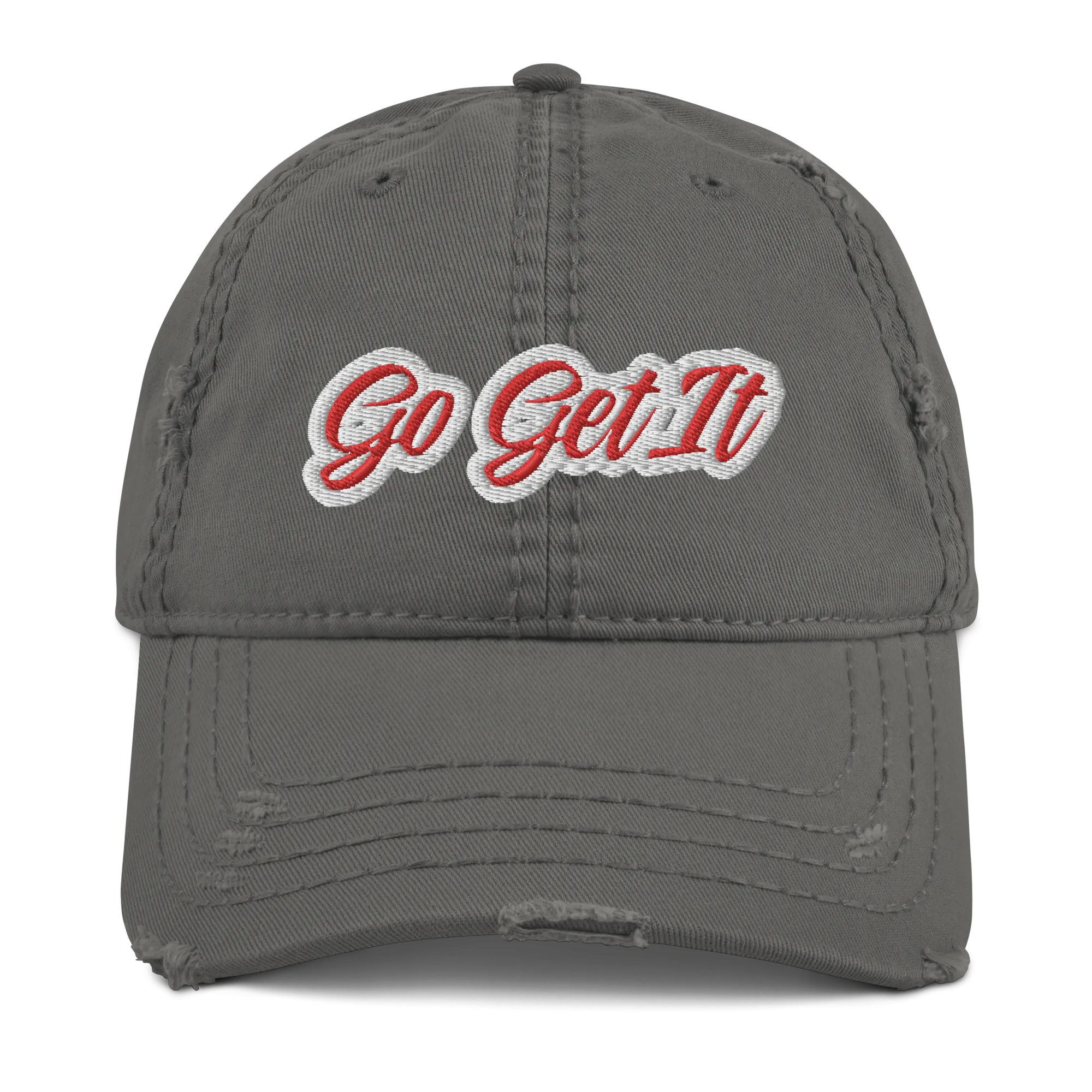 G.G. Red Script Distressed Dad Hat (Multiple Flavors)