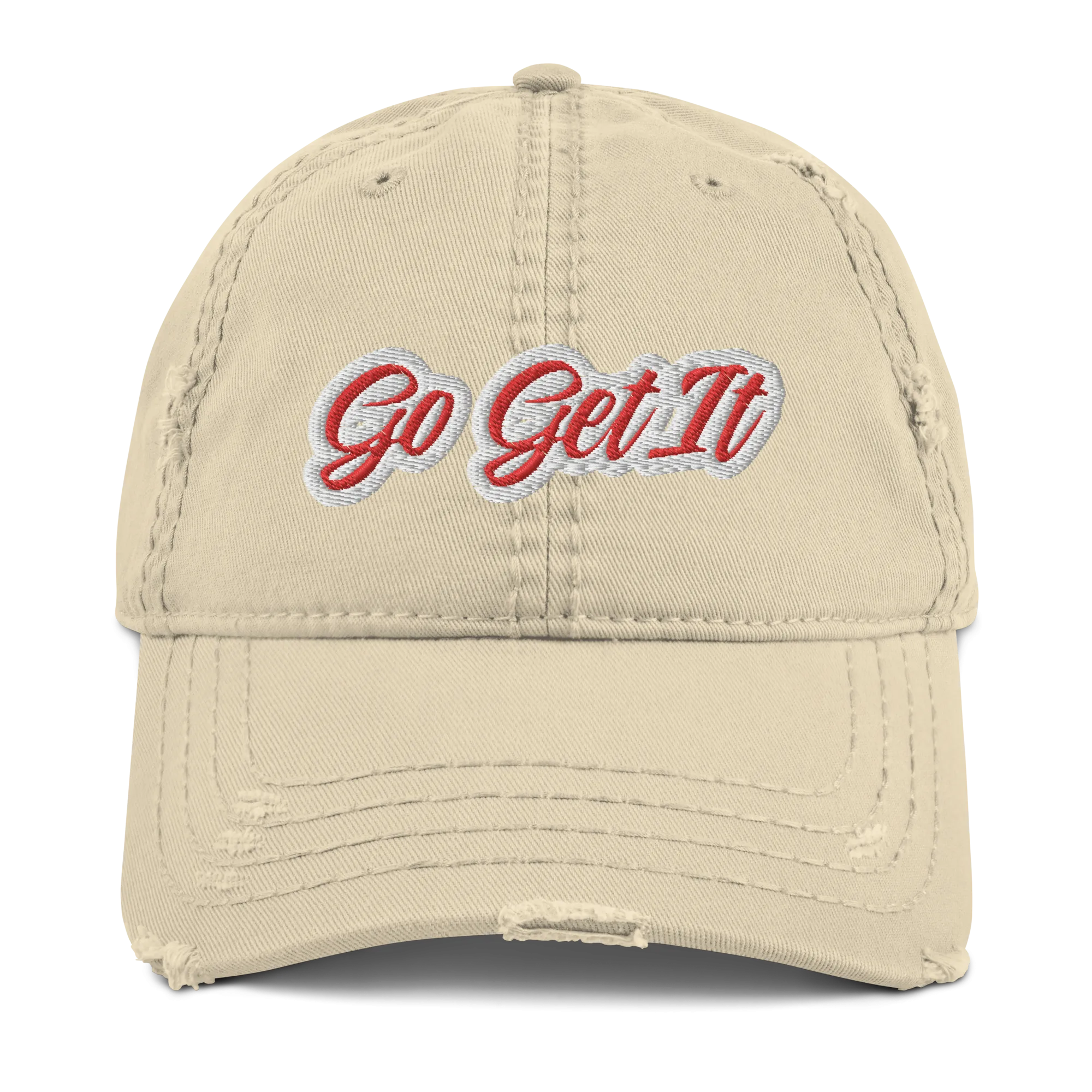 G.G. Red Script Distressed Dad Hat (Multiple Flavors)