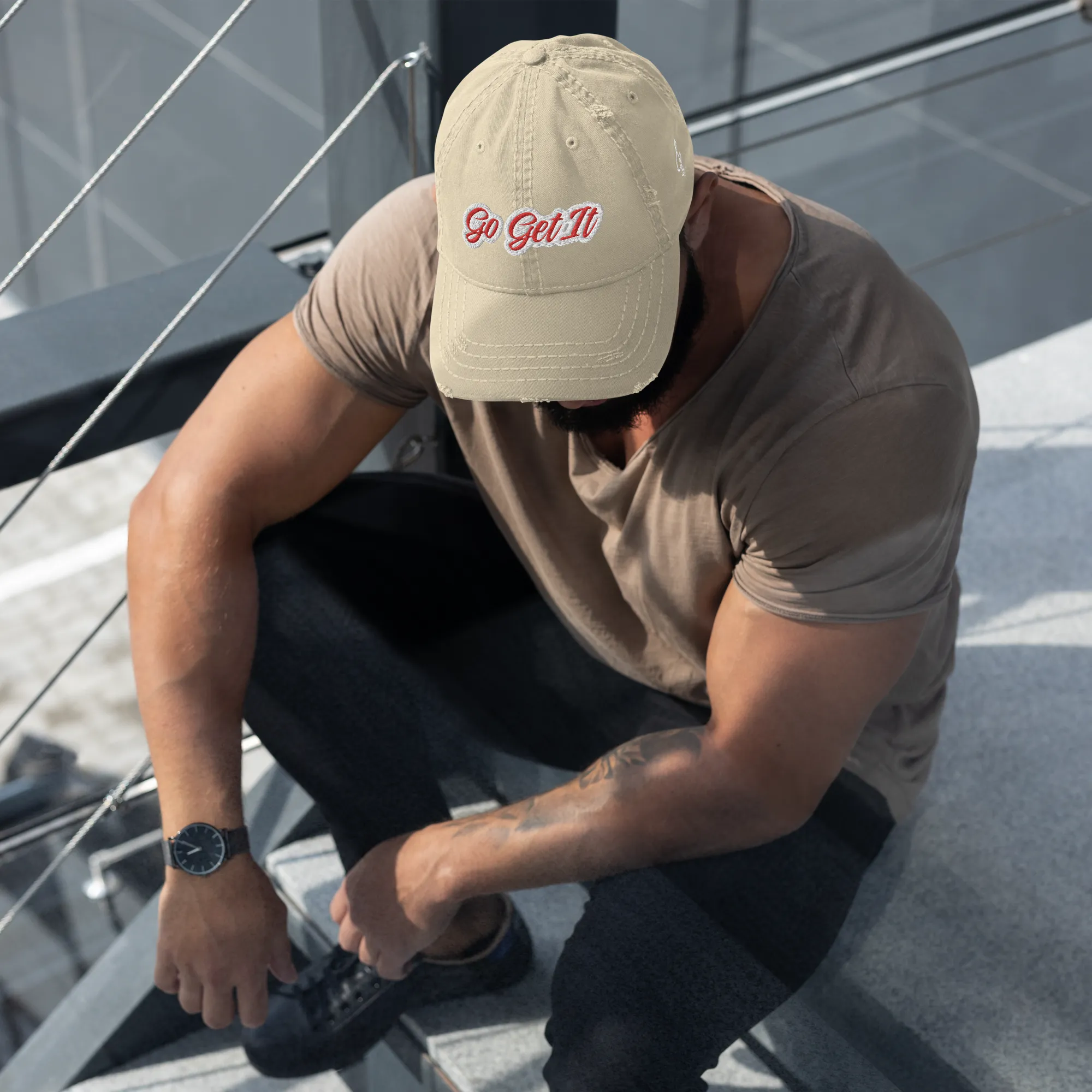 G.G. Red Script Distressed Dad Hat (Multiple Flavors)