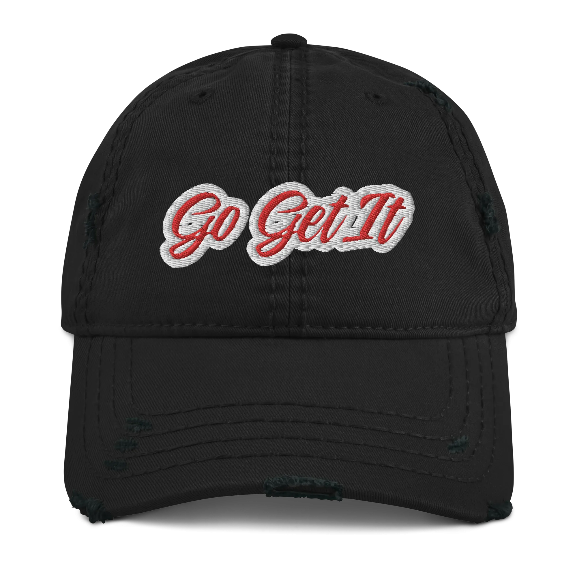 G.G. Red Script Distressed Dad Hat (Multiple Flavors)