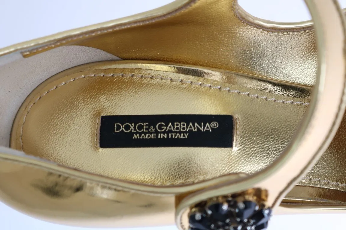 Gold Leather Crystal Chandelier Shoes