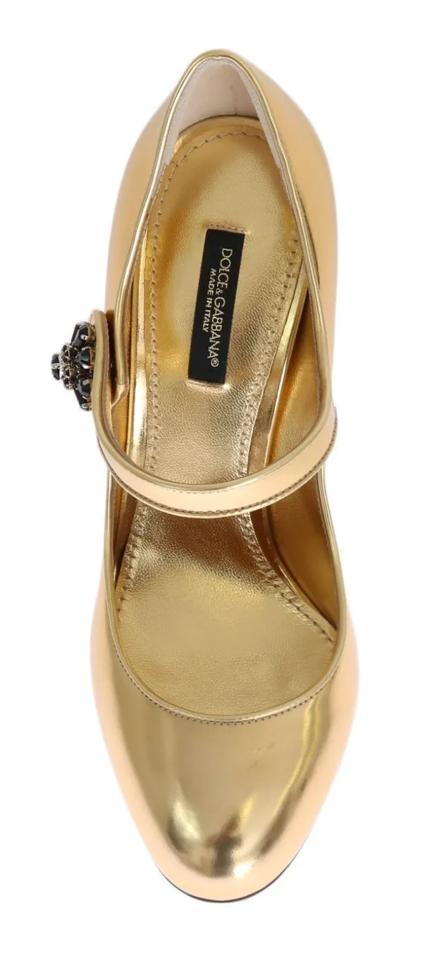 Gold Leather Crystal Chandelier Shoes
