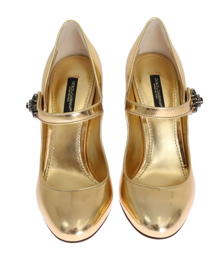 Gold Leather Crystal Chandelier Shoes