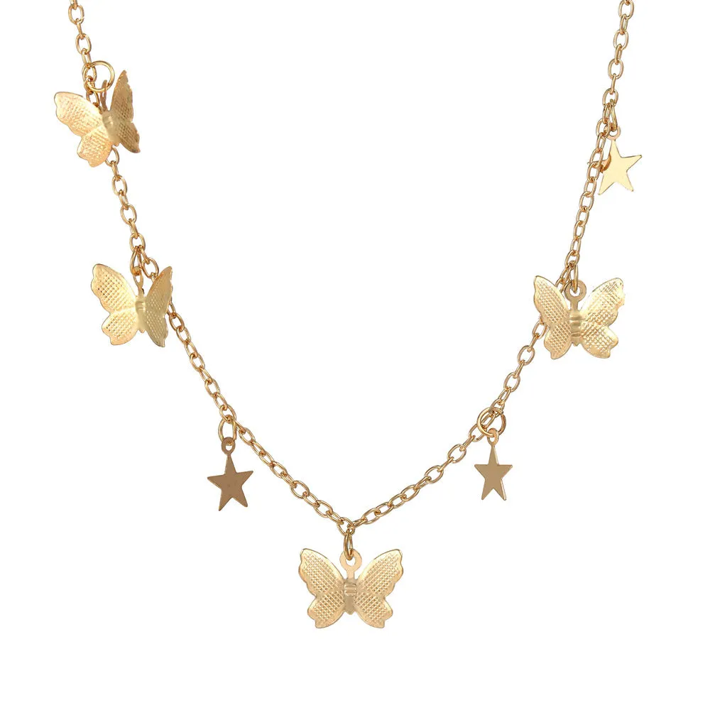 Gold Plated Butterfly Star Pendant