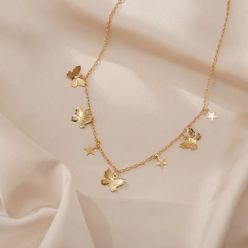 Gold Plated Butterfly Star Pendant
