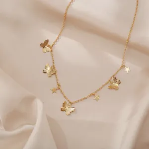 Gold Plated Butterfly Star Pendant