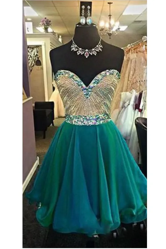 Gorgeous Chiffon Sweetheart A Line Beading Juniors Cheap Homecoming Dress OK466