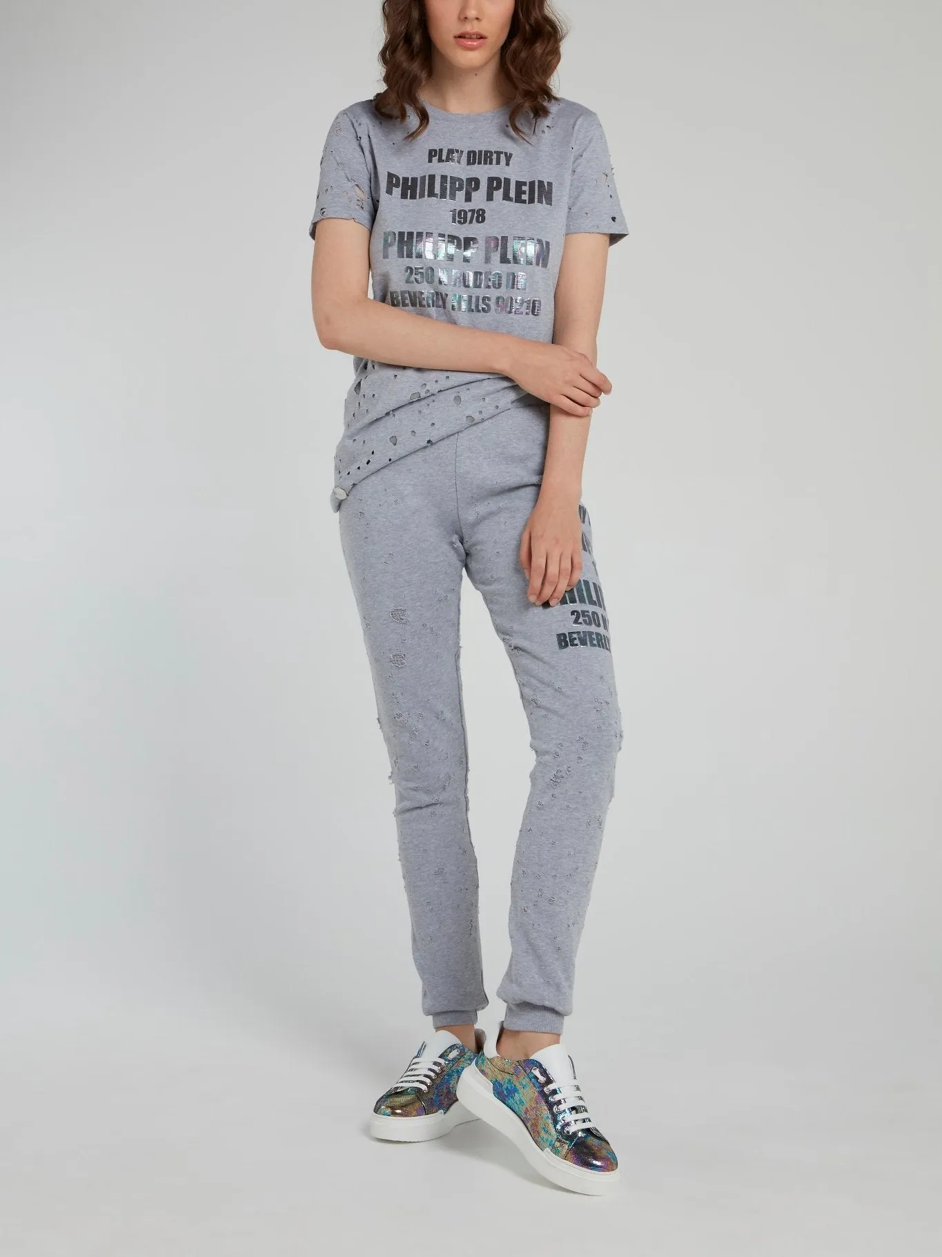 Grey Distressed Statement T-Shirt