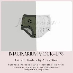 Gus   Steel Unders  Underwear Mock Up, Realistic Clothing Mockup for Photoshop and Procreate
