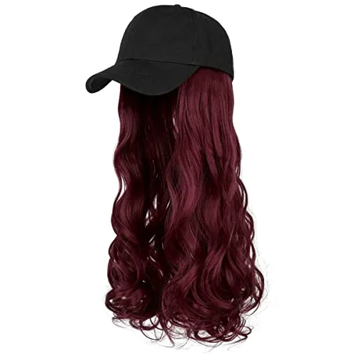 Ins Hot  24" Long Curly Wavy Hairpiece Adjustable Baseball Cap Attached Natural Wig for Women Girls Bleach Blonde