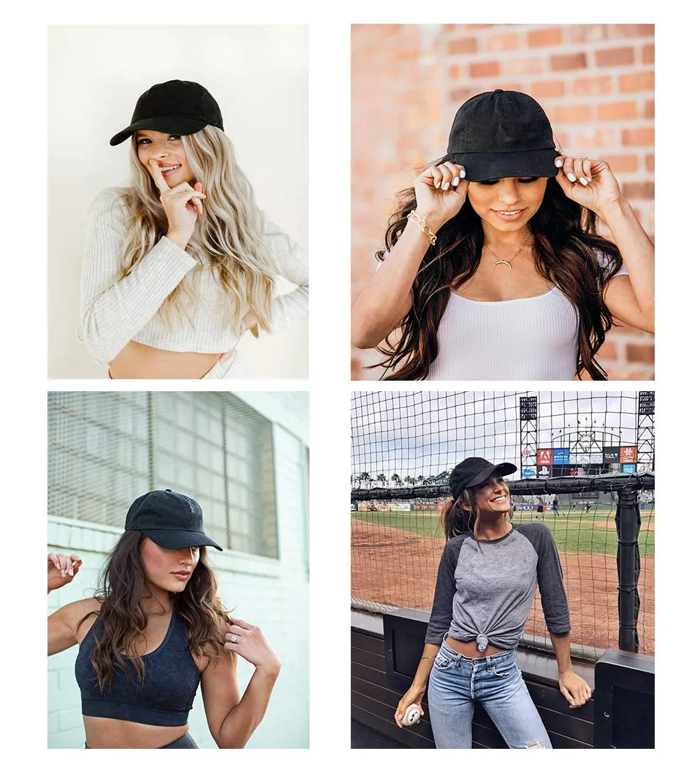 Ins Hot  24" Long Curly Wavy Hairpiece Adjustable Baseball Cap Attached Natural Wig for Women Girls Bleach Blonde