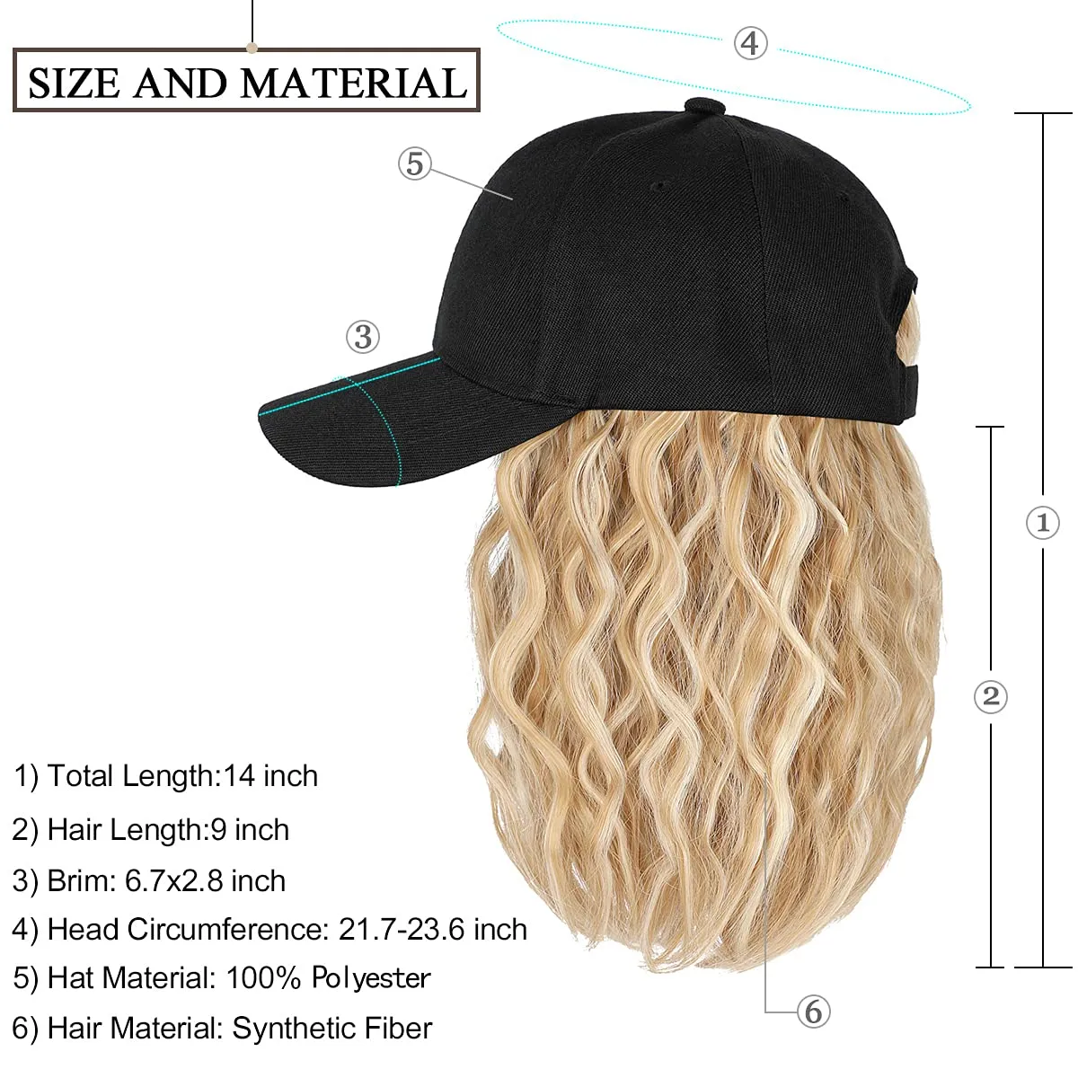 Ins Hot Baseball Cap Hair with 14 inch Wave Curly Bob  Wig