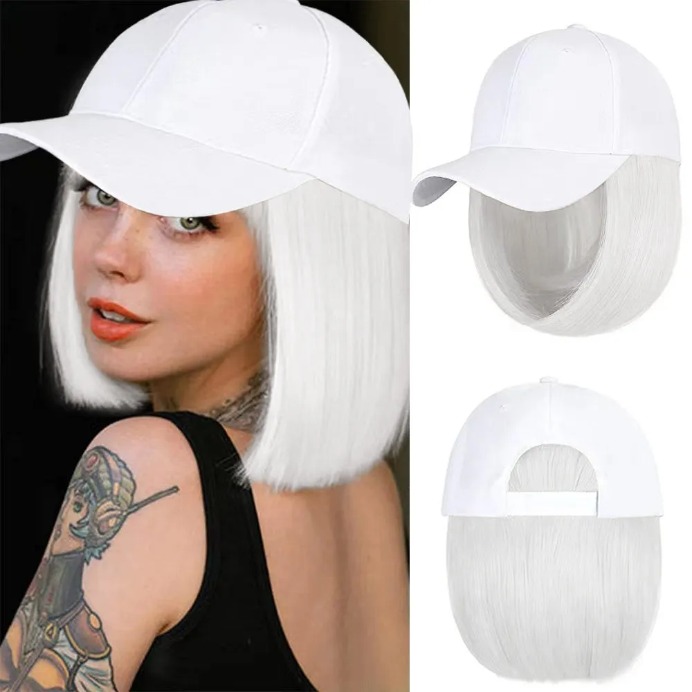 Ins Hot Baseball Cap with 14'' Hair Extensions Adjustable Wig