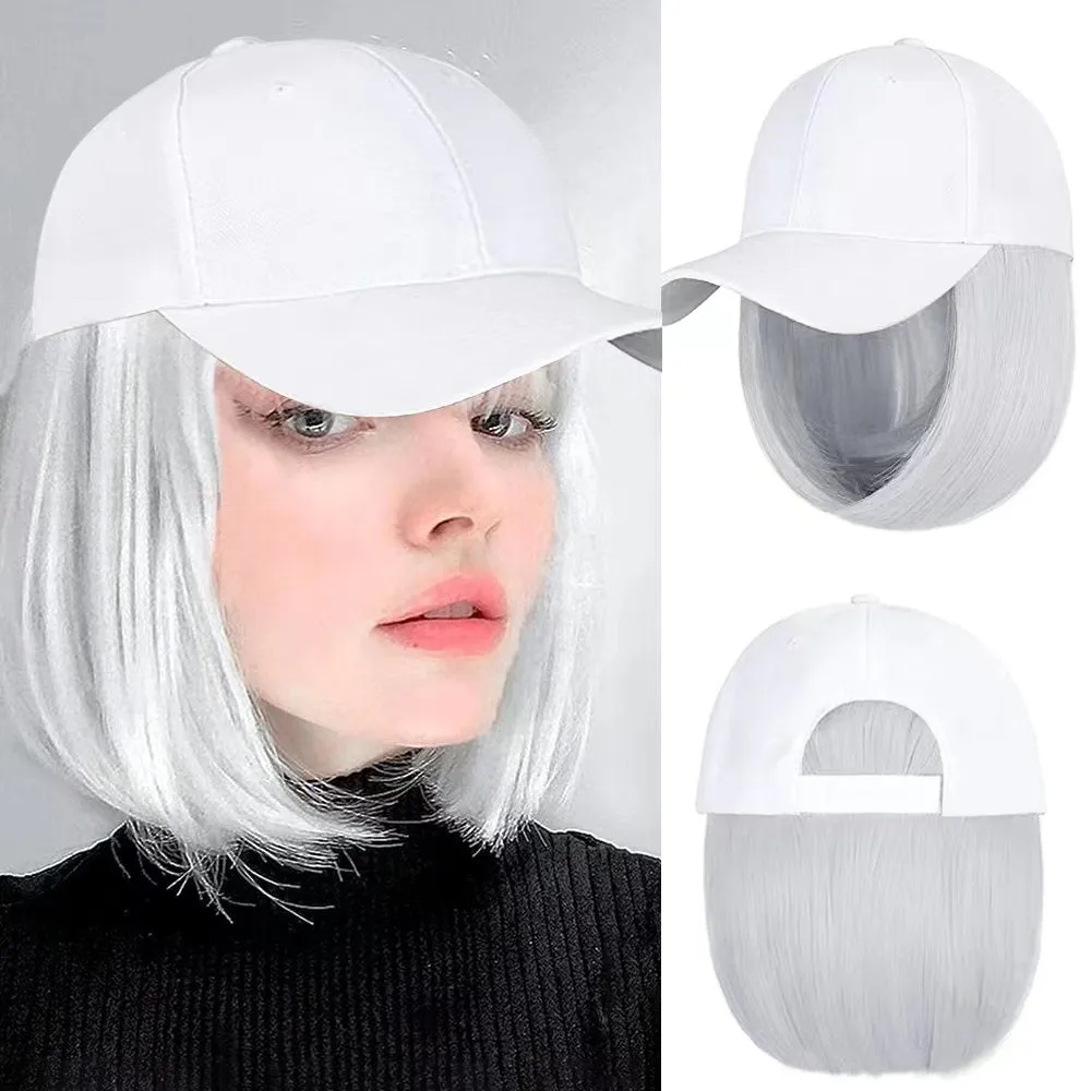 Ins Hot Baseball Cap with 14'' Hair Extensions Adjustable Wig
