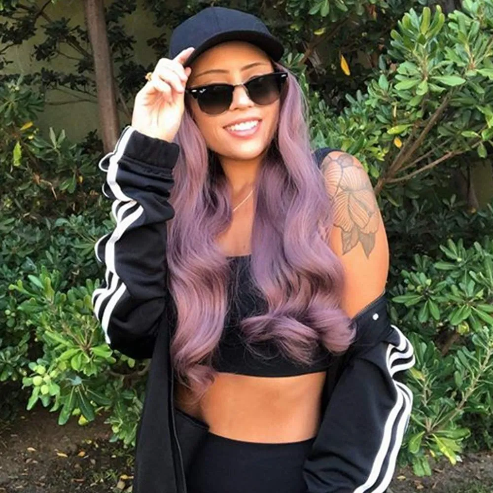 Ins Hot Brown Black Wave Wig With Hat