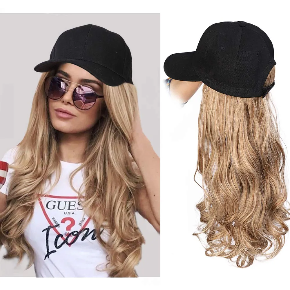 Ins Hot Brown Black Wave Wig With Hat