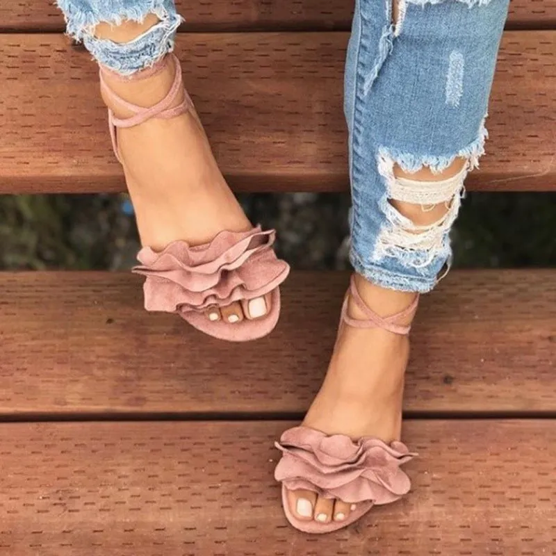 INSTOCK- Flower flat heel strap women's sandal