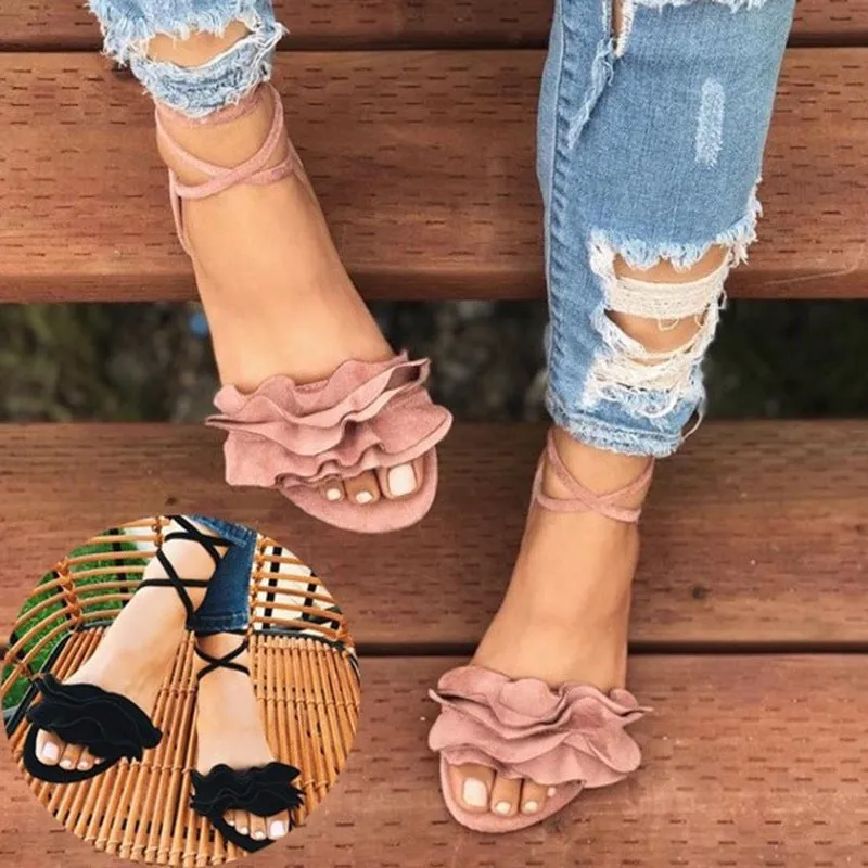 INSTOCK- Flower flat heel strap women's sandal