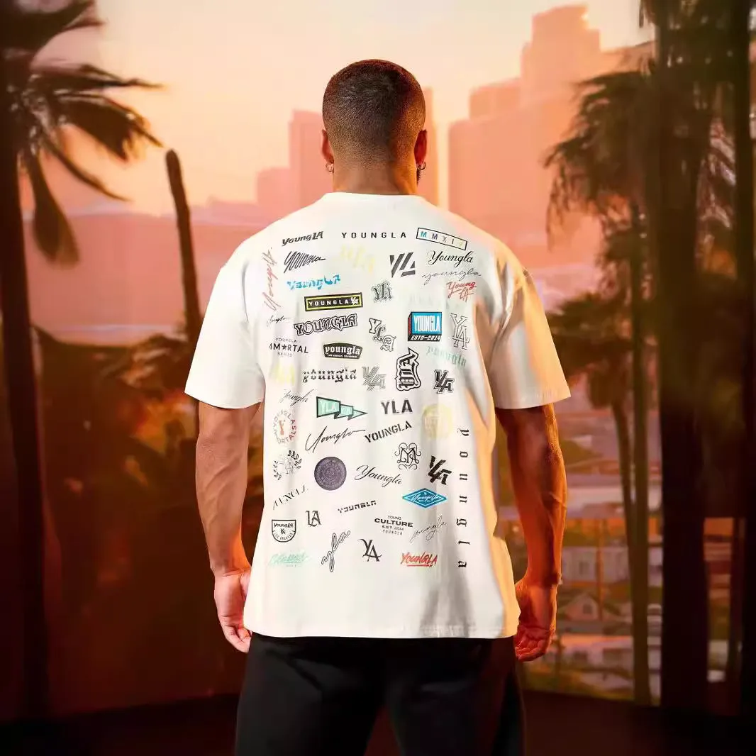 INSTOCK-YOUNG LA summer full back print short-sleeved men's loose