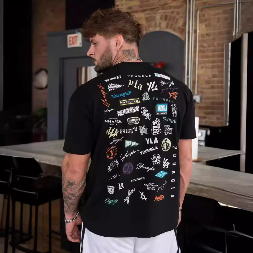 INSTOCK-YOUNG LA summer full back print short-sleeved men's loose