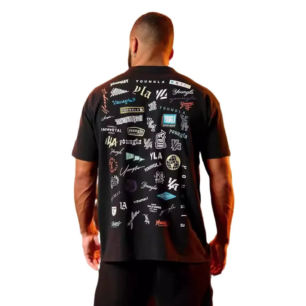 INSTOCK-YOUNG LA summer full back print short-sleeved men's loose