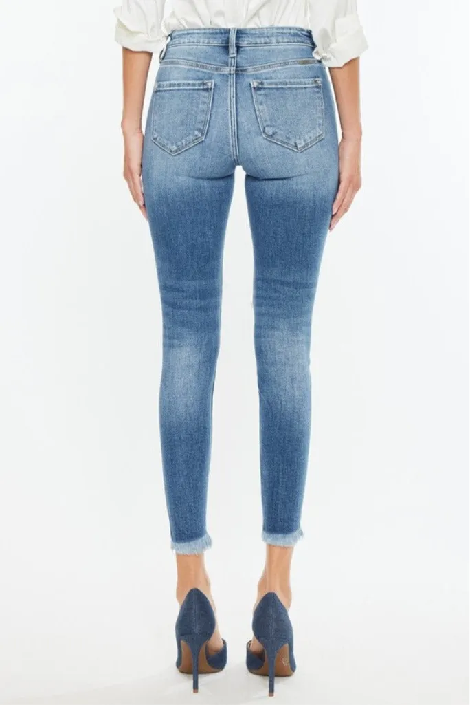 Kancan High Rise Frayed Ankle Skinny Jeans