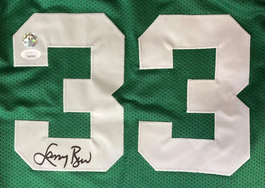 Larry Bird Signed Custom Green Pro-Style Basketball Jersey 2 Bird JSA ITP