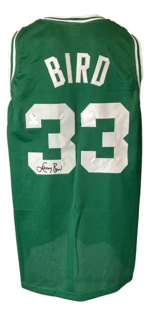 Larry Bird Signed Custom Green Pro-Style Basketball Jersey 2 Bird JSA ITP