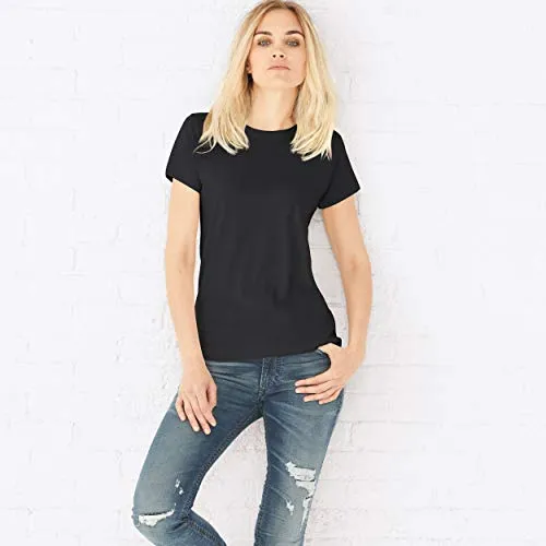 LAT Ladies' 100% Cotton Jersey Crew Neck Short Sleeve Tee (Black, XX-Large)