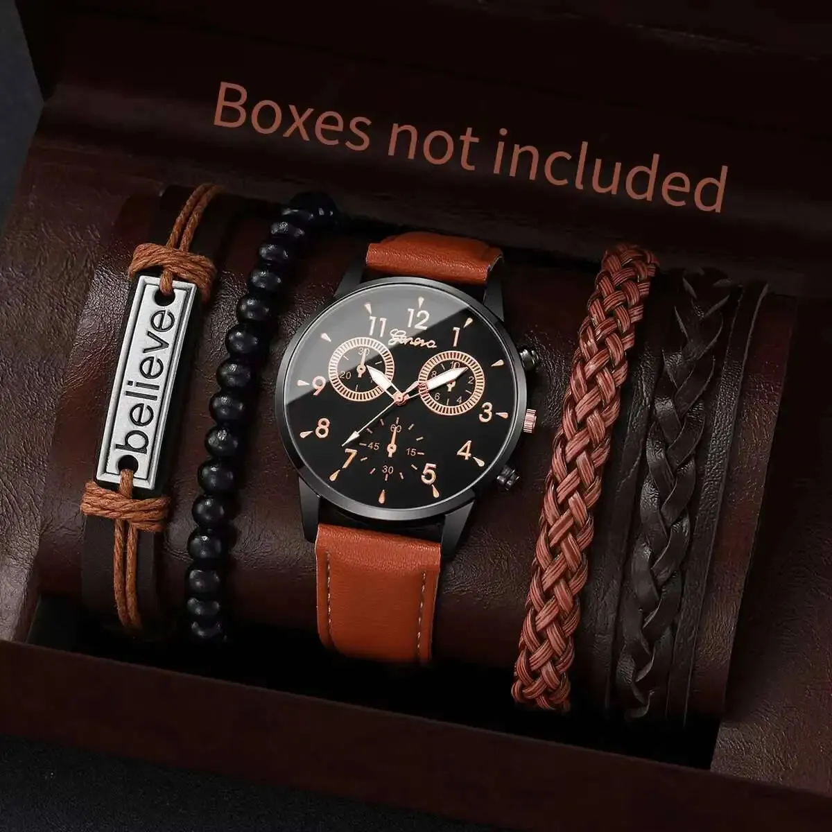 Leather 5PCS/Set Roma Dial Watches（Without Box）