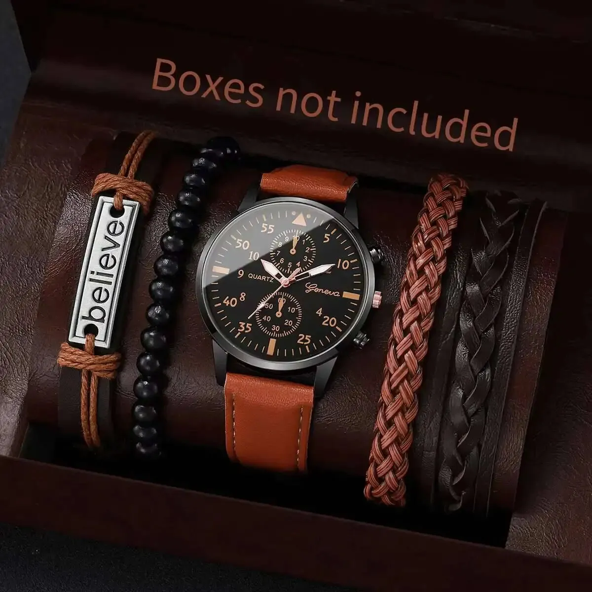 Leather 5PCS/Set Roma Dial Watches（Without Box）