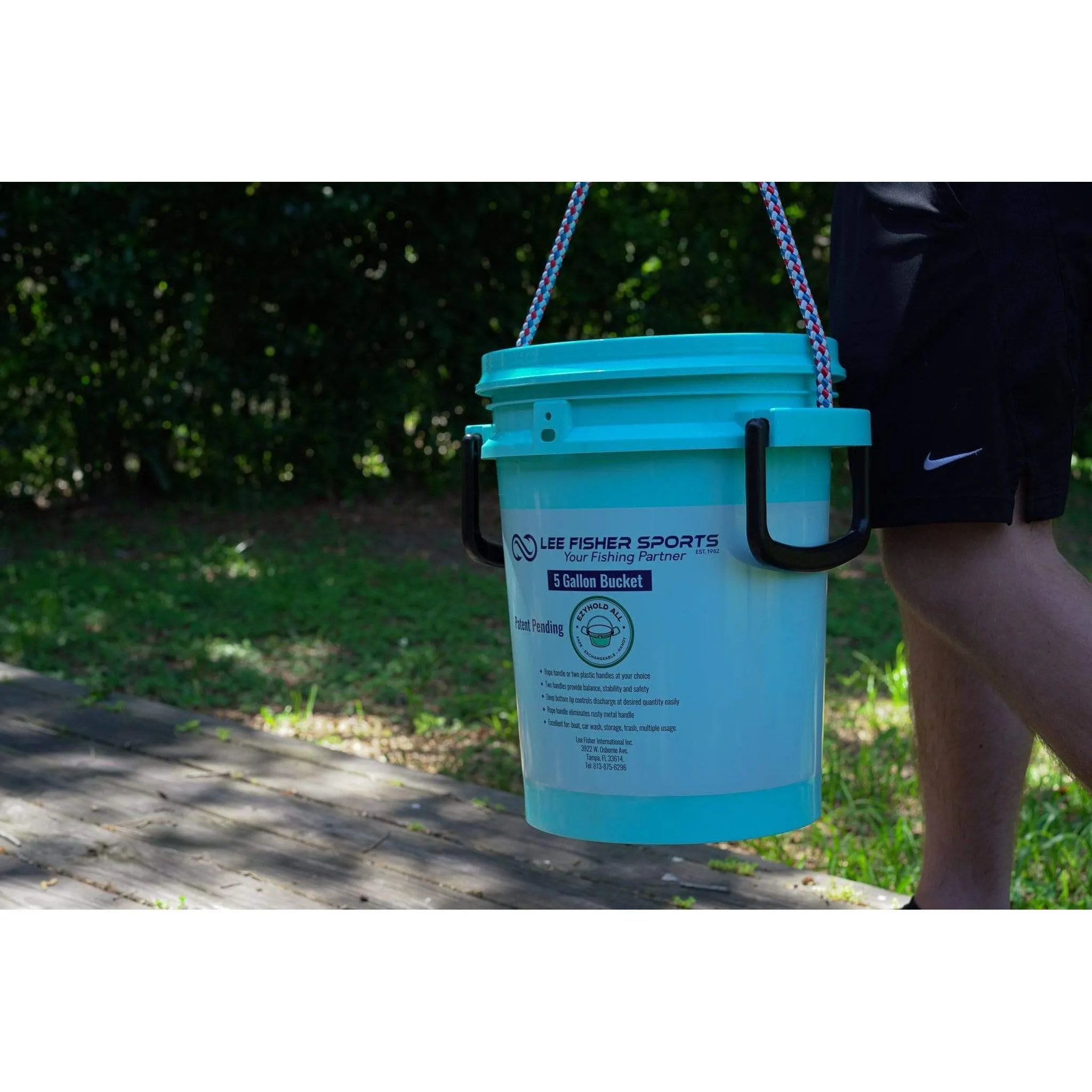 Lee Fisher Sports Bucket - 5 Gallon iSmart Bucket With Rope Handle and Logo Printed