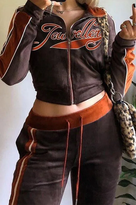 Letter embroidery street style suit