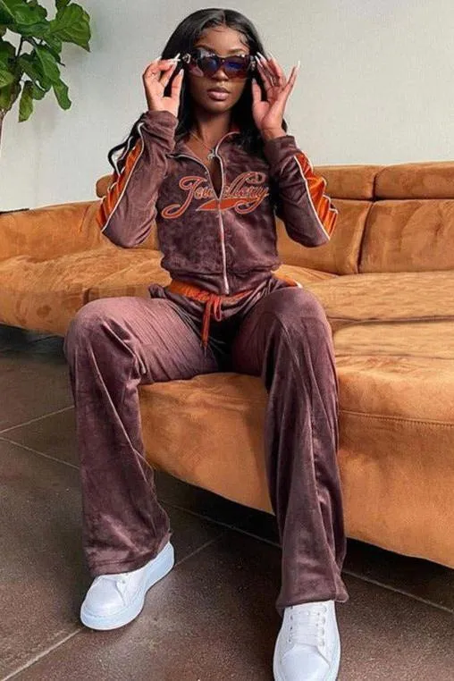 Letter embroidery street style suit