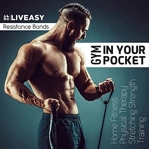 LivEasy Essentials Unbreakable 100 % Natural Latex Rubber Resistance Bands for Workout - Men & Women (Set of 12)
