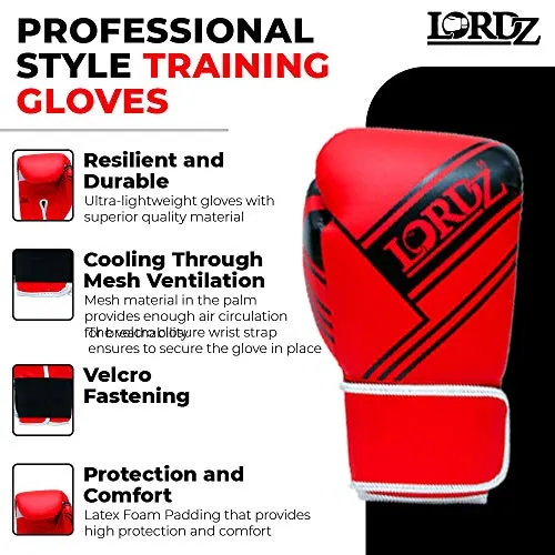 Lordz Wise Gloves I Men & Women’s Premium Synthetic Leather Boxing Gloves with Hand Crafted Padding, Gloves for Sparring, Muay Thai, MMA, Training and Heavy Bag Workout