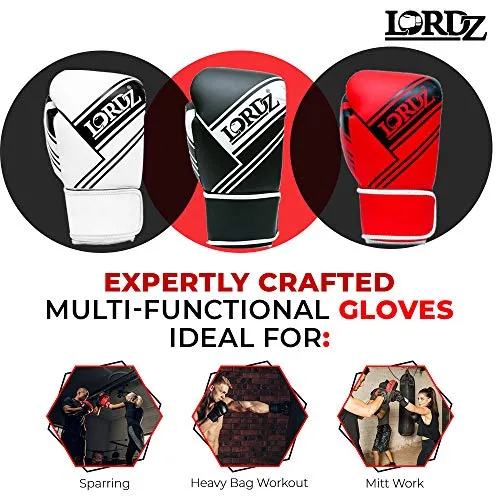 Lordz Wise Gloves I Men & Women’s Premium Synthetic Leather Boxing Gloves with Hand Crafted Padding, Gloves for Sparring, Muay Thai, MMA, Training and Heavy Bag Workout