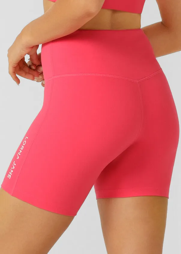 Lorna Jane Lotus No Chafe Phone Pocket 16cm Bike Shorts - Neon Raspberry