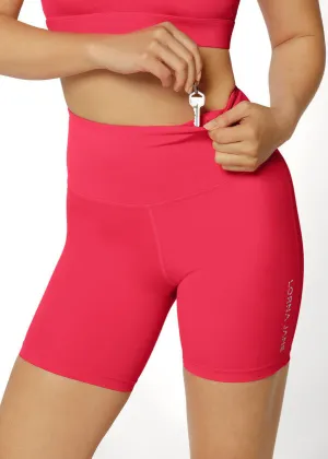 Lorna Jane Lotus No Chafe Phone Pocket 16cm Bike Shorts - Neon Raspberry