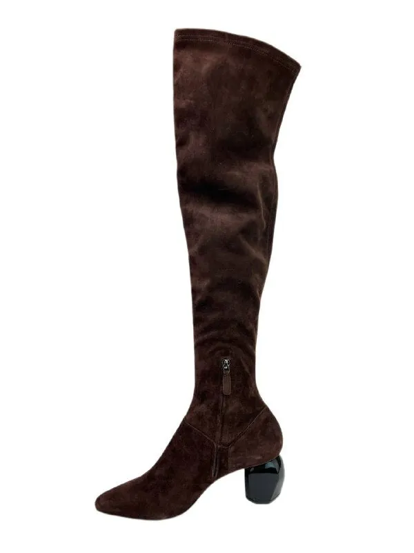 Max Mara Women's Cioccolato Umico Suede Knee Boots Size 9 NWB