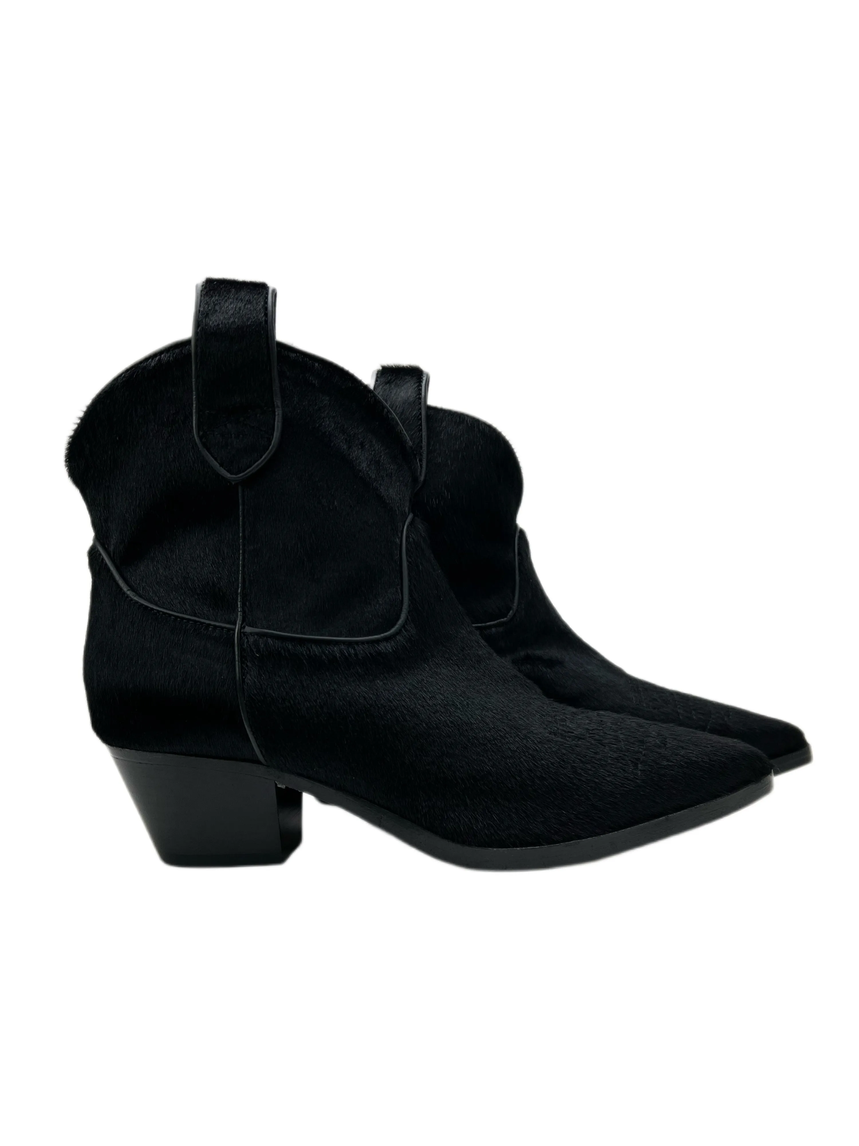 Max Mara Women's Nero Atri Suede Cowboy Ankle Boots Size 7 NWB