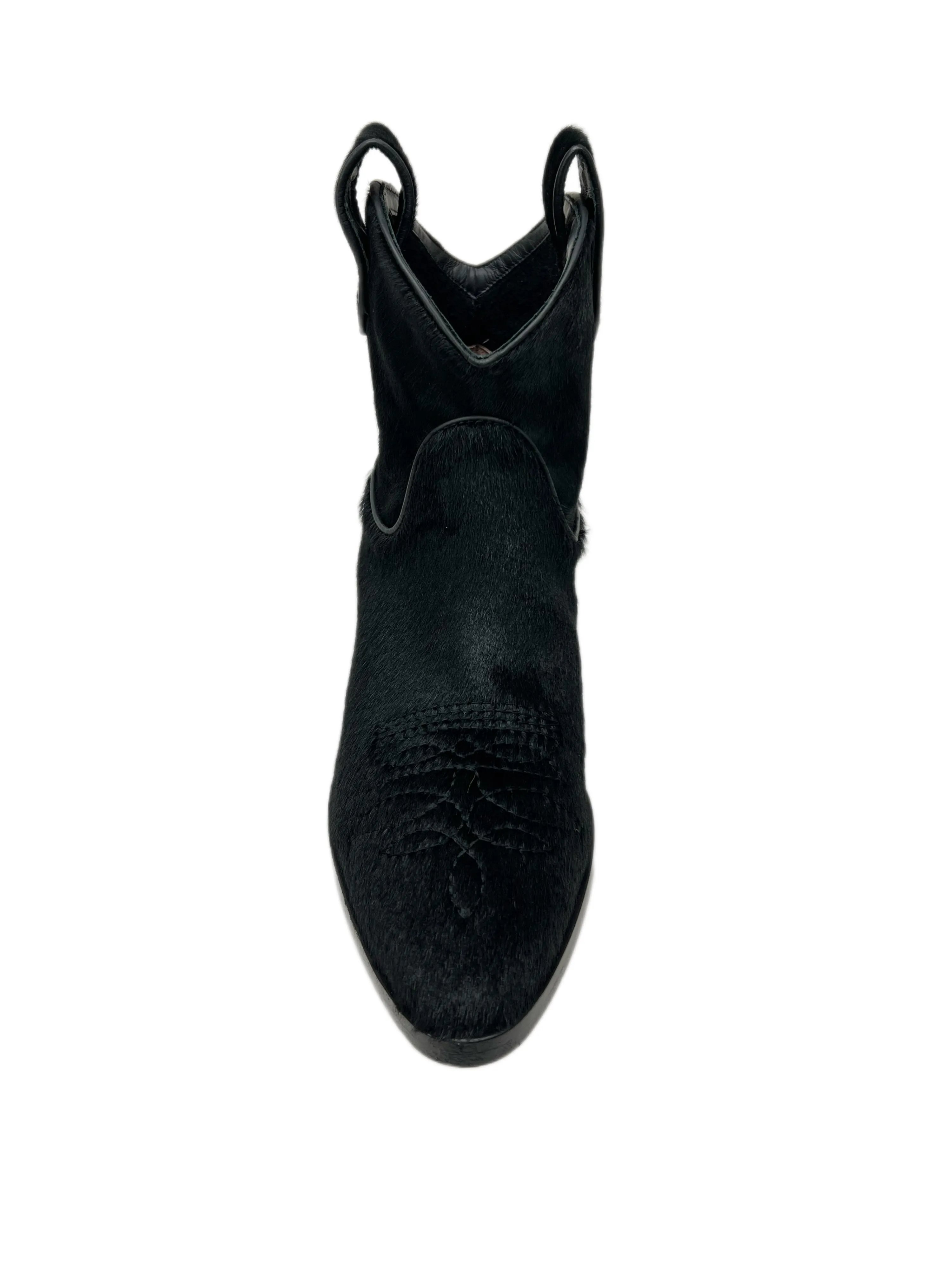 Max Mara Women's Nero Atri Suede Cowboy Ankle Boots Size 7 NWB