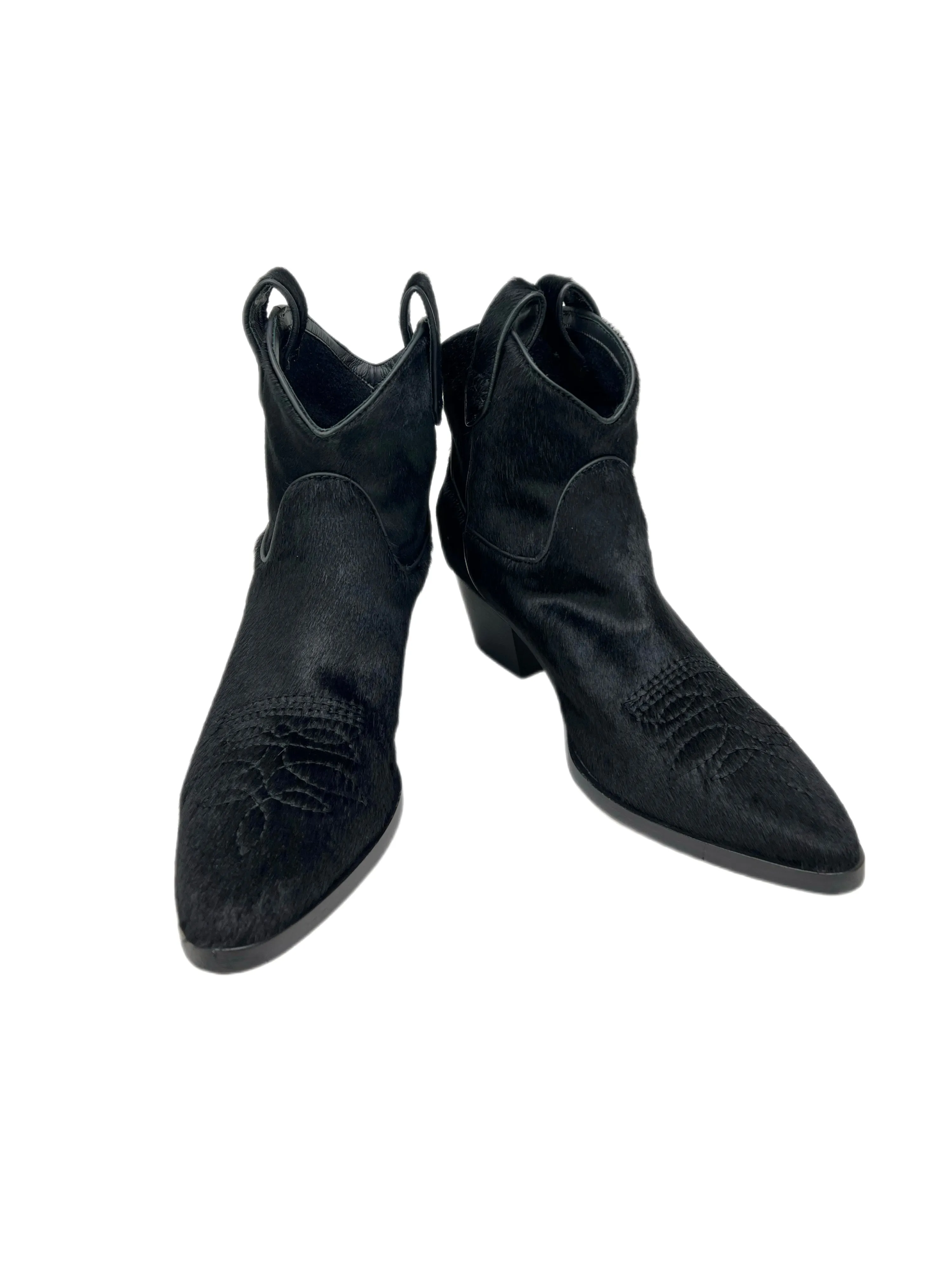 Max Mara Women's Nero Atri Suede Cowboy Ankle Boots Size 7 NWB