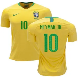 Men #10 Neymar Jersey Home Brazil National 2018 FIFA World Cup
