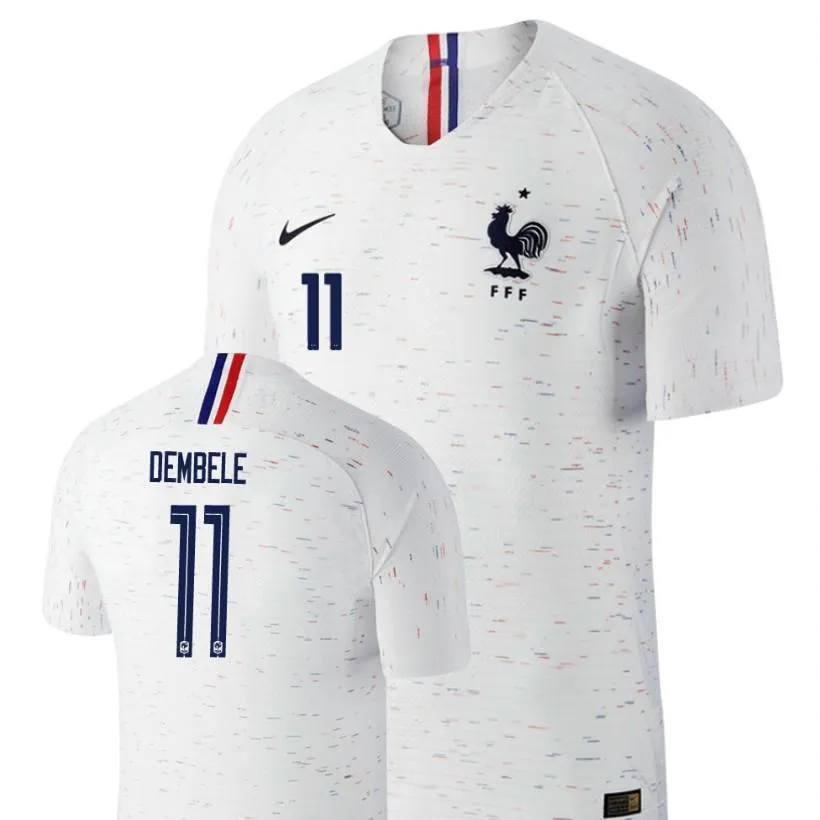 Men #11 Dembele Jersey White France National 2018 FIFA World Cup