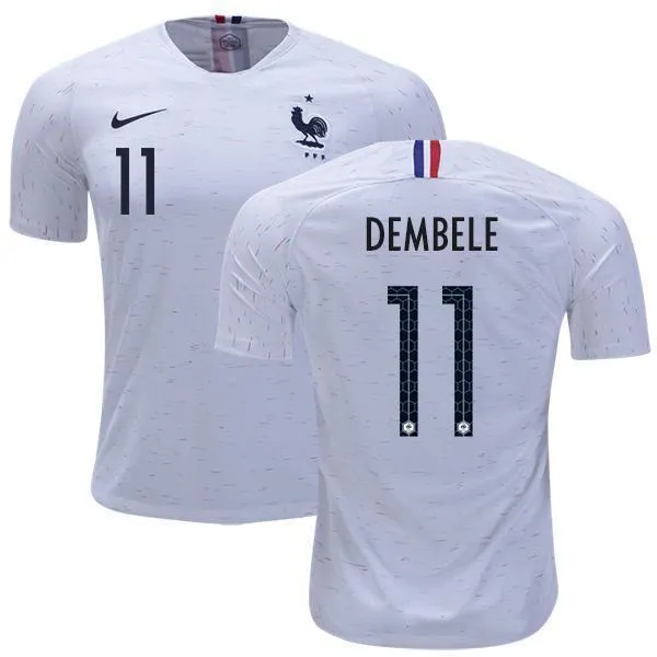 Men #11 Dembele Jersey White France National 2018 FIFA World Cup