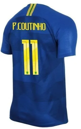 Men #11 P.Coutinho Jersey Away Brazil National 2018 FIFA World Cup