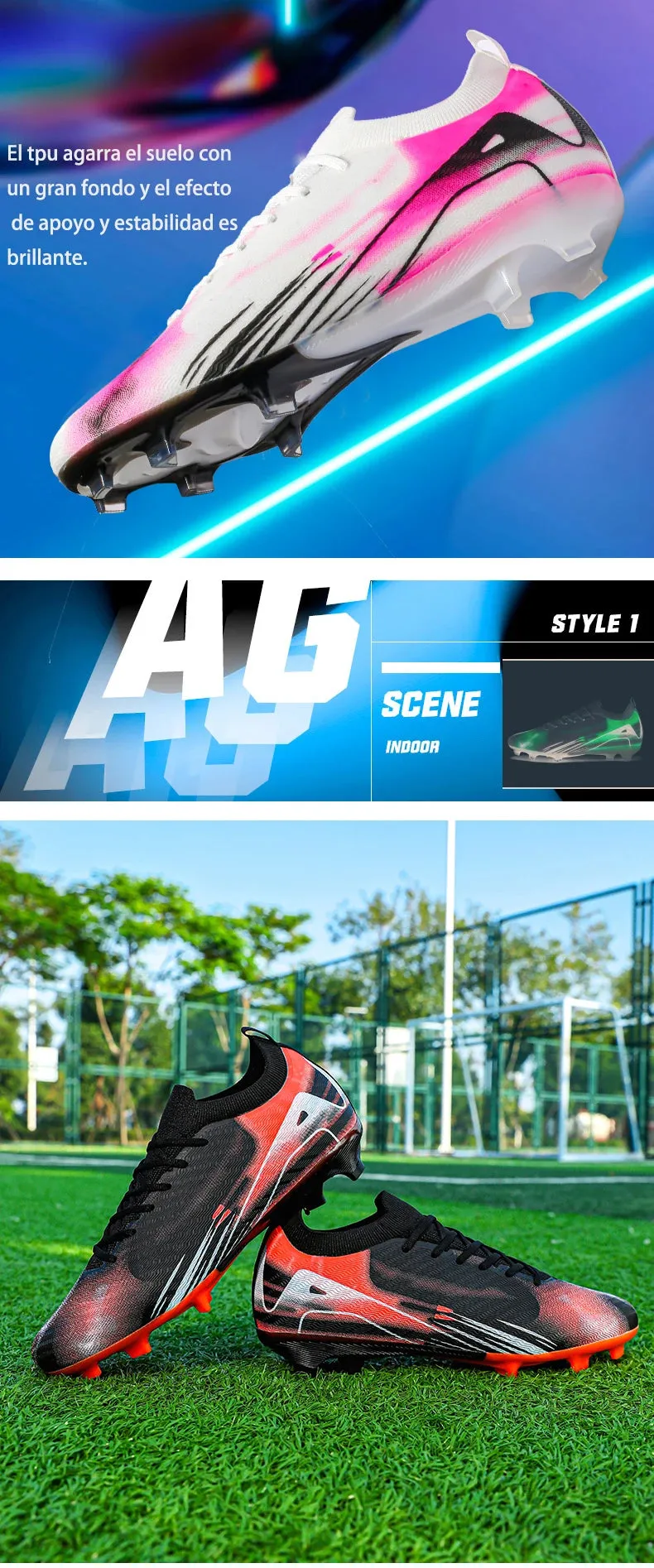 Men Original Soccer Shoes Society Sneaker Indoor Long Spikes Resistant Sports Match Unisex Training Football Shoes