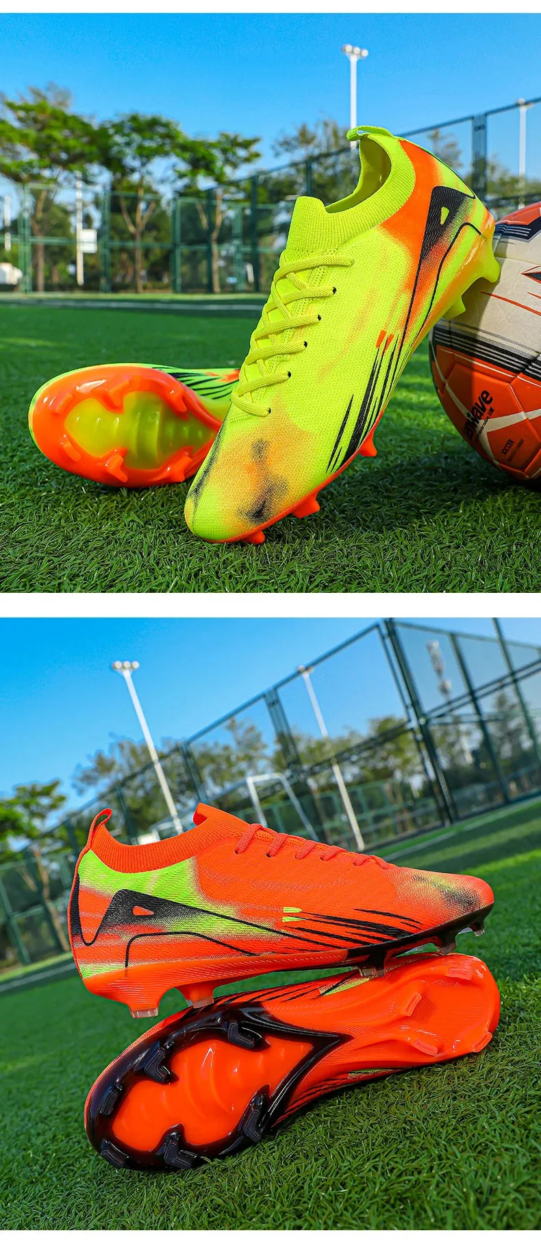 Men Original Soccer Shoes Society Sneaker Indoor Long Spikes Resistant Sports Match Unisex Training Football Shoes